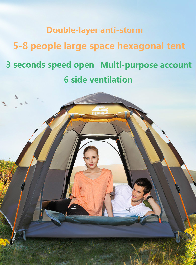 Cheap Goat Tents Hewolf Quick Automatic Open Tent 3 8 Person Double Layer Large Camping Family Outdoor Recreation Party Tents Awning Beach Tent Tents 